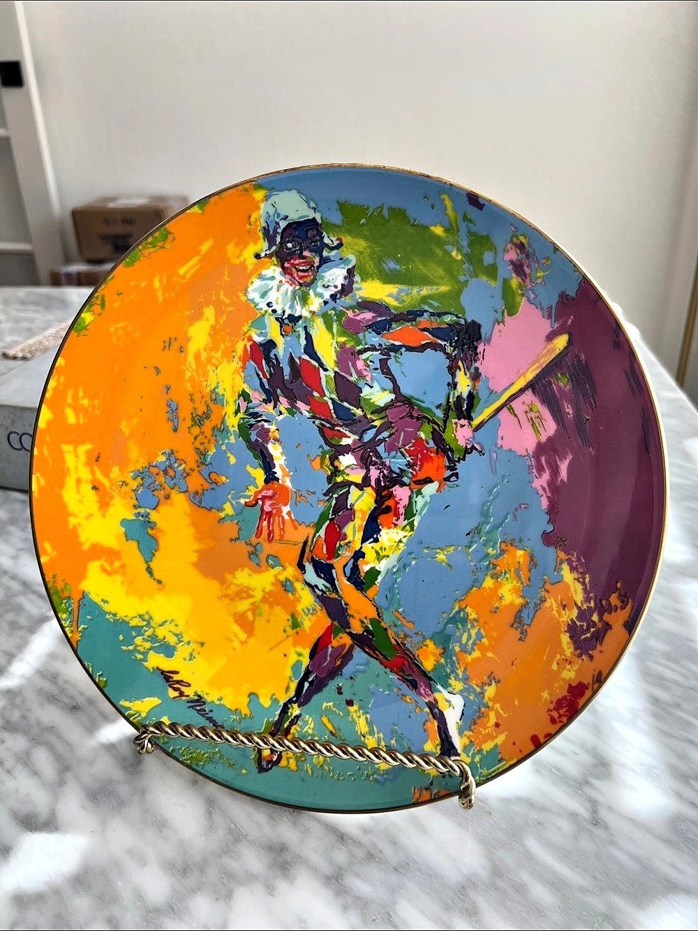 Vintage Royal Doulton Leroy Neiman Harlequin Ceramic Plate Multicolor